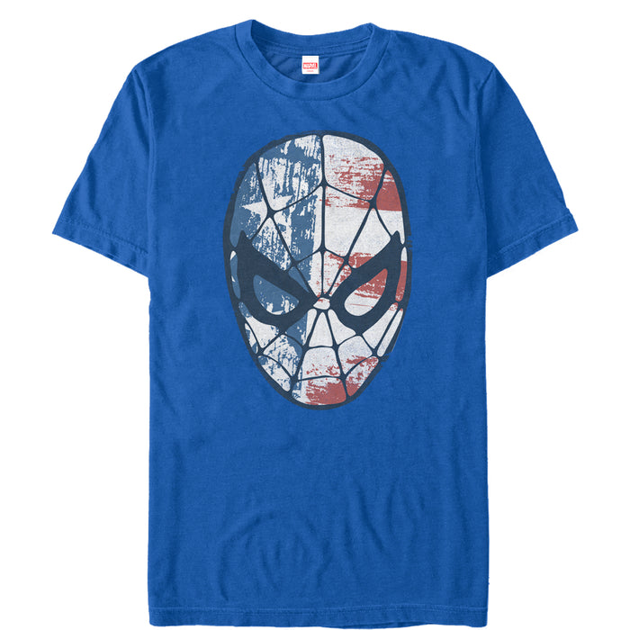 fifth sun Men's Marvel Fourth of July Spider-Man American Flag Mask T-Shirt