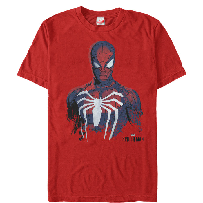 fifth sun Men's Marvel Gamerverse Spider-Man Paint Print T-Shirt