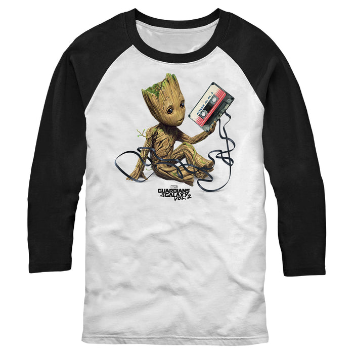 fifth sun Men's Marvel Groot Tape Portrait Baseball Tee