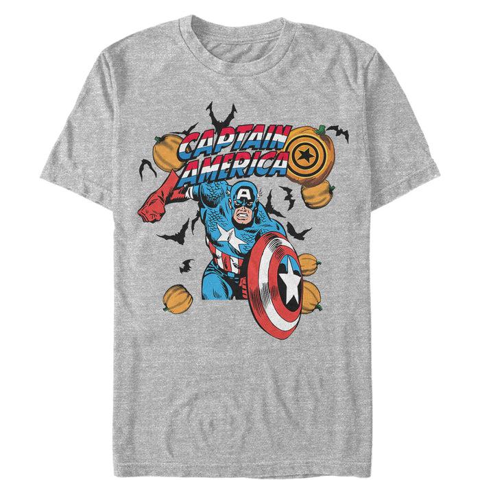 fifth sun Men's Marvel Halloween Pumpkins Captain America T-Shirt