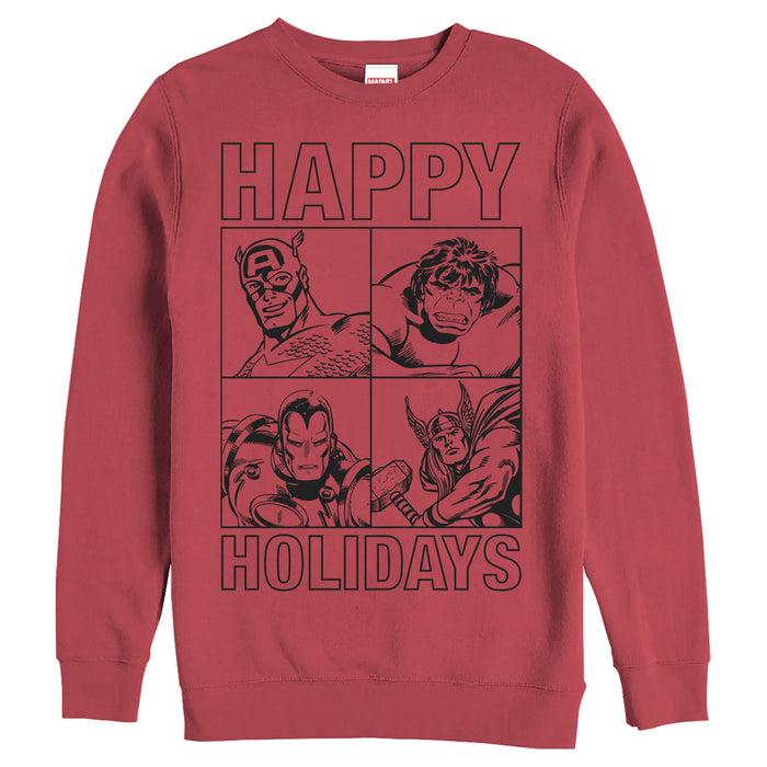 fifth sun Men's Marvel Happy Hero Holiday Sweatshirt