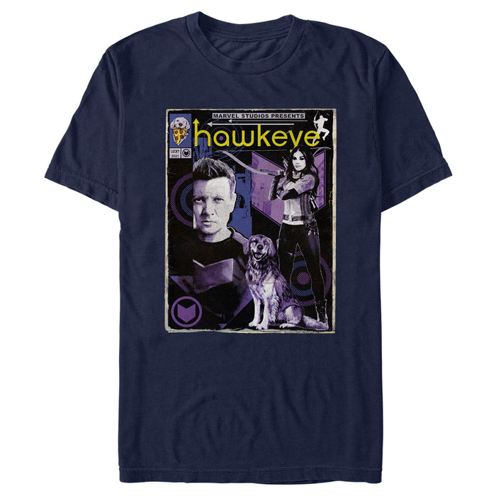 fifth sun Men's Marvel Hawkeye Bishop and Lucky the Pizza Dog Comic Cover T-Shirt