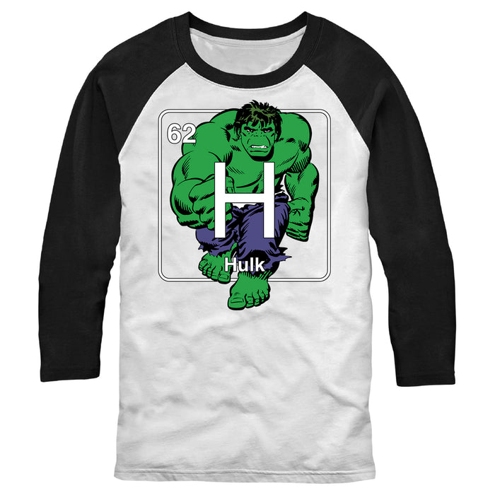fifth sun Men's Marvel Hulk Periodic Table Baseball Tee