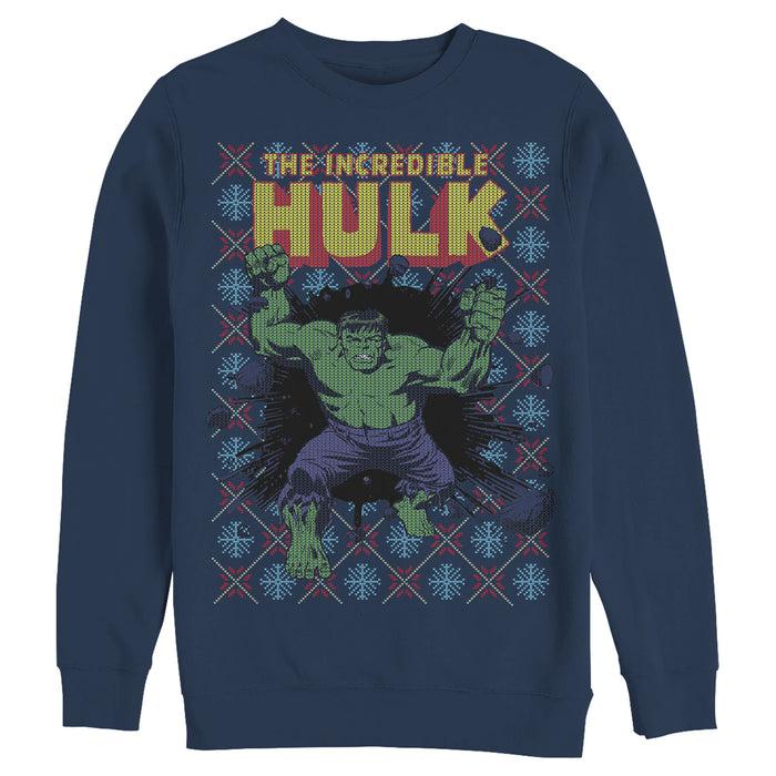 fifth sun Men's Marvel Hulk Smash Holiday Ugly Sweater Sweatshirt