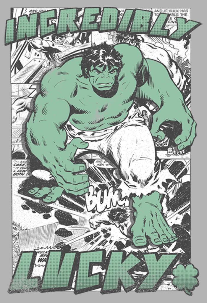 Fifth Sun Men's Marvel Hulk St. Patrick's Day Comic Incredibly Lucky Pull Over Hoodie