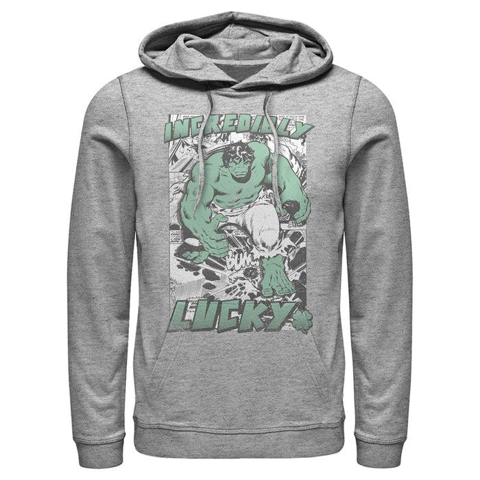 fifth sun Men's Marvel Hulk St. Patrick's Day Comic Incredibly Lucky Pull Over Hoodie
