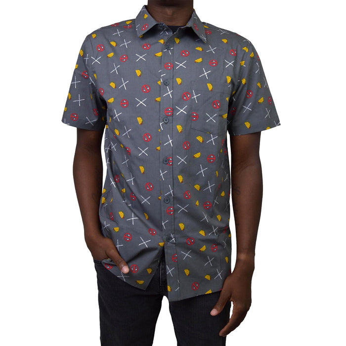 Fifth Sun Men's Marvel Icons Print Button Down Shirt