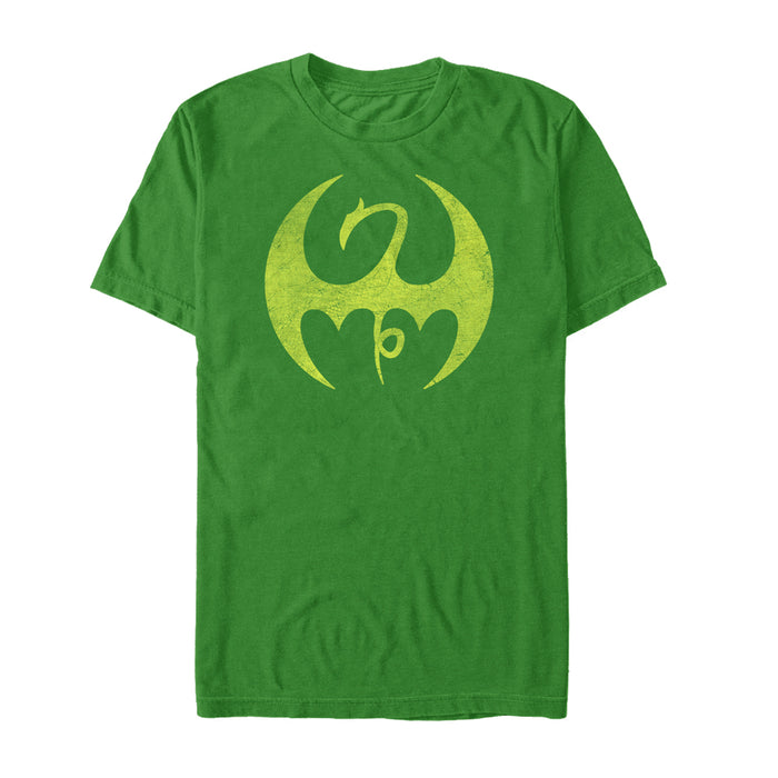 fifth sun Men's Marvel Iron Fist Distressed Dragon Logo T-Shirt