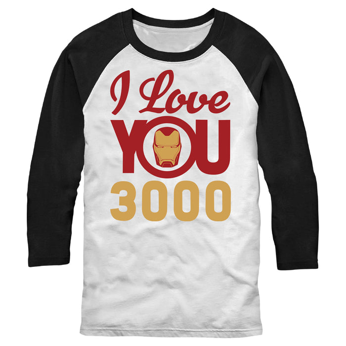 fifth sun Men's Marvel Iron Man Love 3000 Baseball Tee