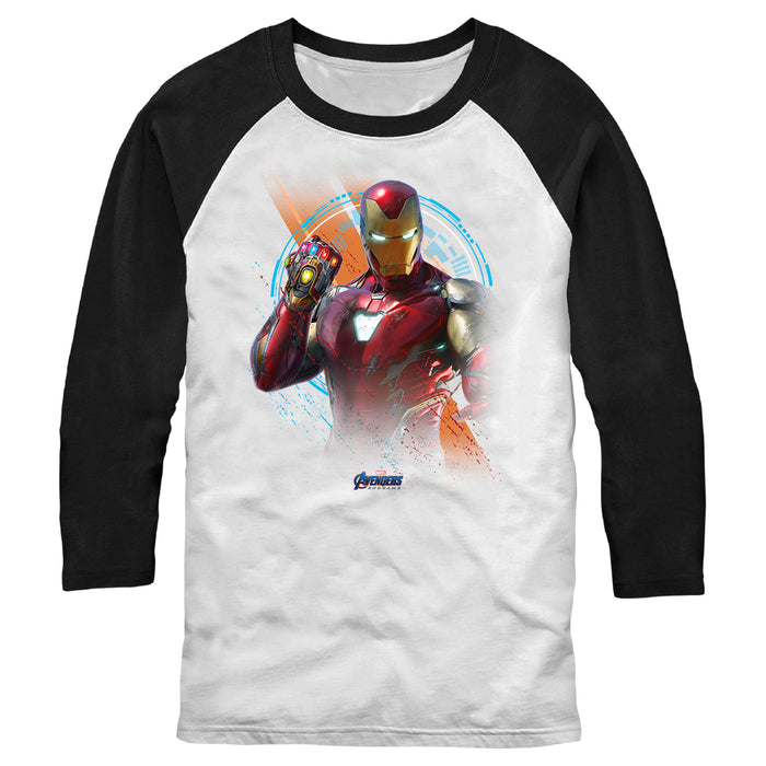 fifth sun Men's Marvel Iron Man Time Travel Platform Logo Baseball Tee