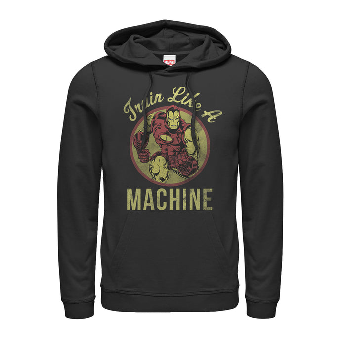 fifth sun Men's Marvel Iron Man Train Like a Machine Pull Over Hoodie