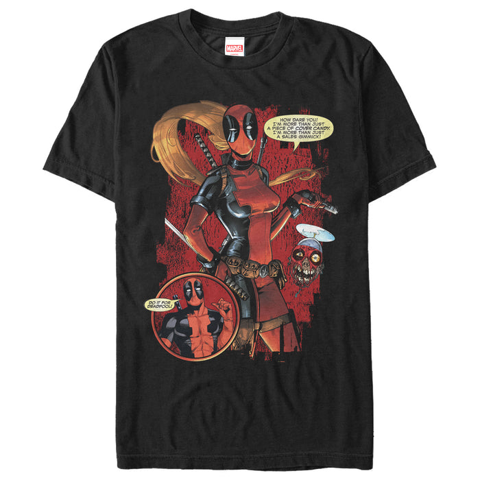 fifth sun Men's Marvel Lady Deadpool Dare You T-Shirt