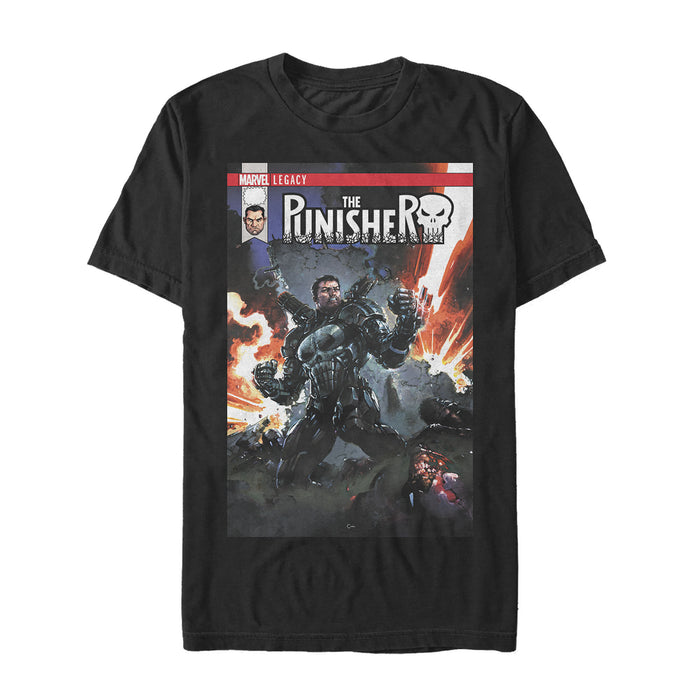 fifth sun Men's Marvel Legacy Punisher Battle T-Shirt