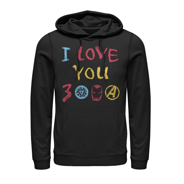 fifth sun Men's Marvel Love You 3000 Crayon Print Pull Over Hoodie