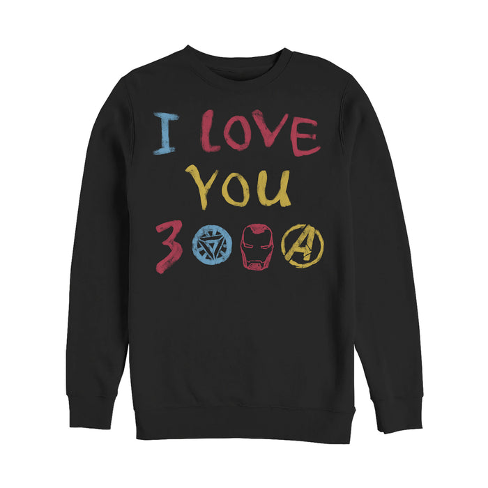 fifth sun Men's Marvel Love You 3000 Crayon Print Sweatshirt