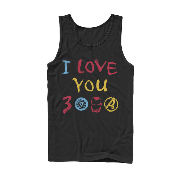 fifth sun Men's Marvel Love You 3000 Crayon Print Tank Top