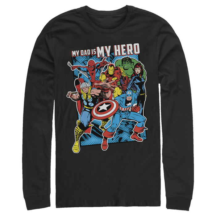 fifth sun Men's Marvel My Dad is My Hero Long Sleeve Shirt