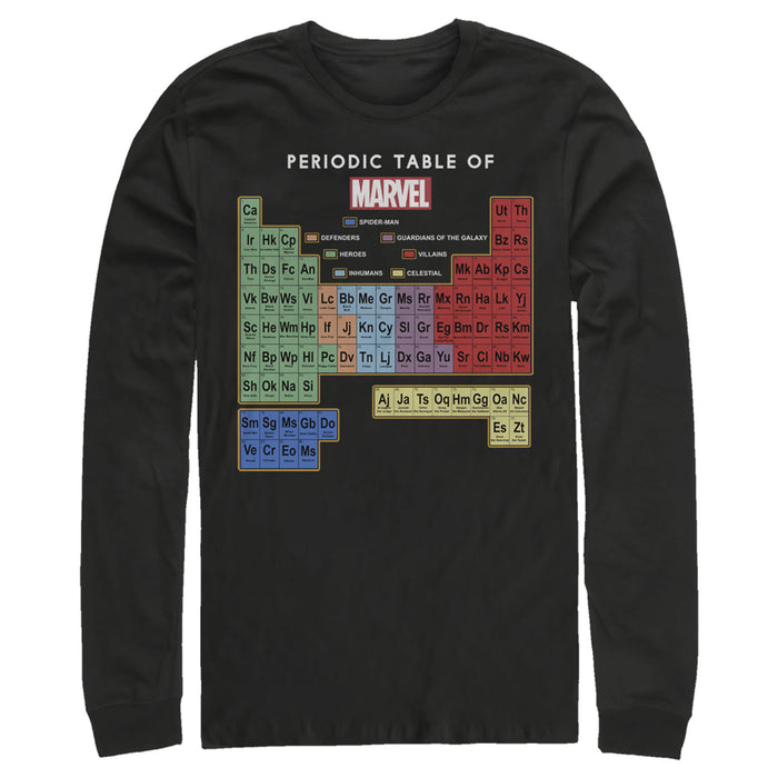 fifth sun Men's Marvel Periodic Table of Favorite Heroes Long Sleeve Shirt