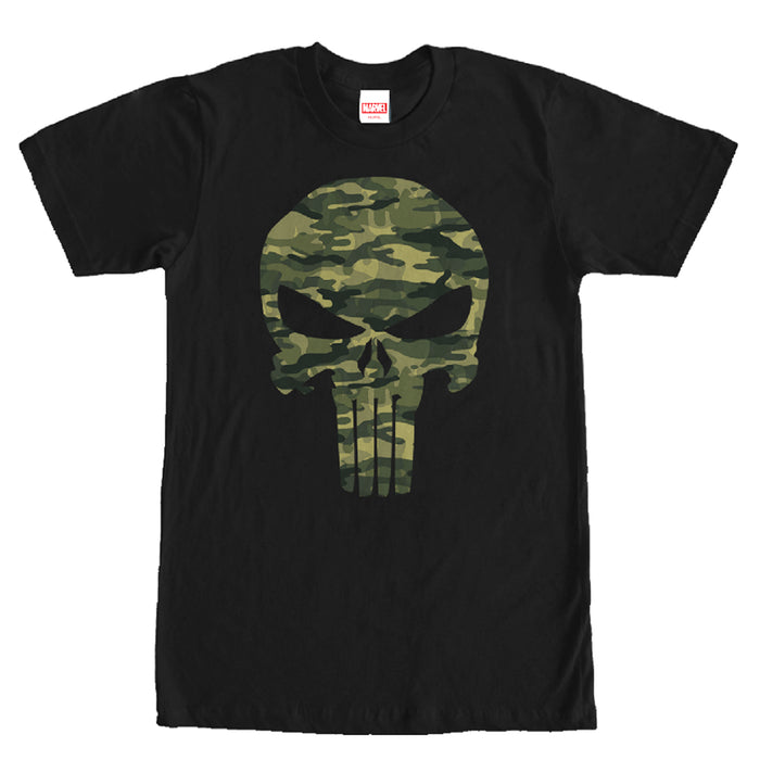 fifth sun Men's Marvel Punisher Camo Skull Symbol T-Shirt