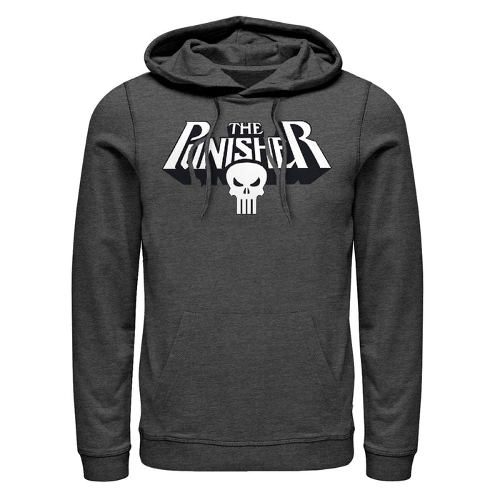 fifth sun Men's Marvel Punisher Skull Text Logo Pull Over Hoodie