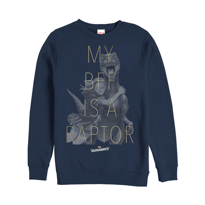 fifth sun Men's Marvel Runaways BFF Raptor Old Lace Sweatshirt