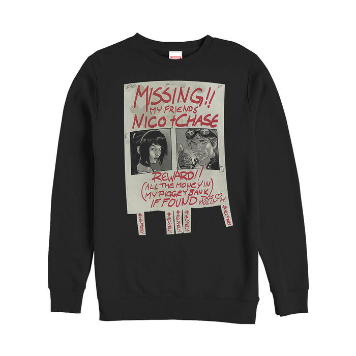 fifth sun Men's Marvel Runaways Missing Poster Sweatshirt