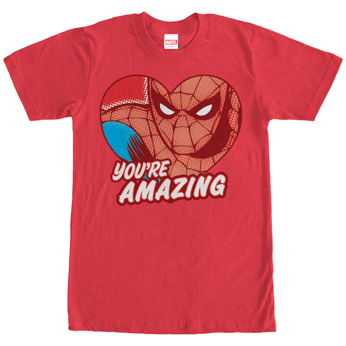 fifth sun Men's Marvel Spider-Man Amazing Heart T-Shirt
