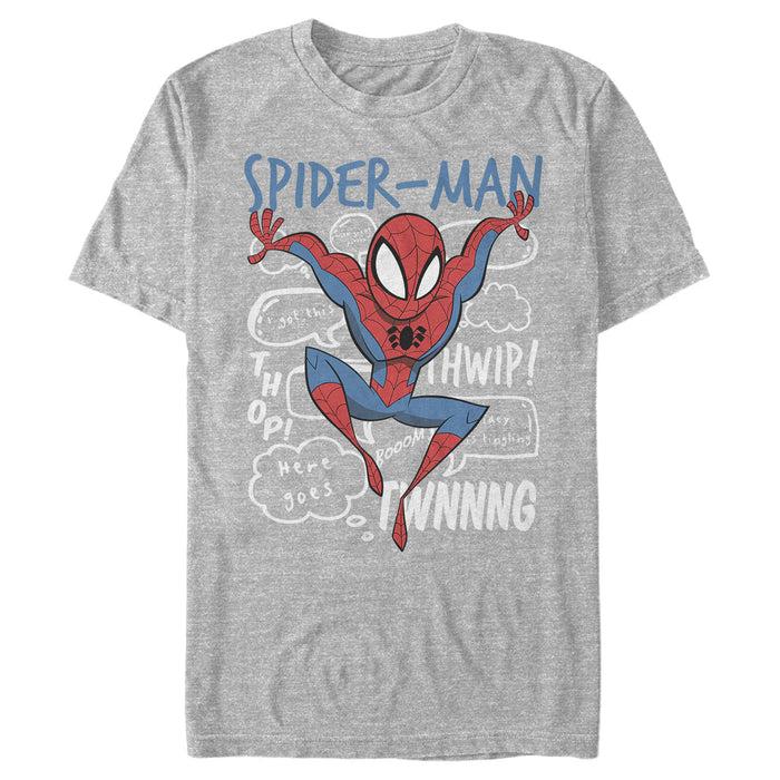 fifth sun Men's Marvel Spider-Man Cartoon Bubbles T-Shirt