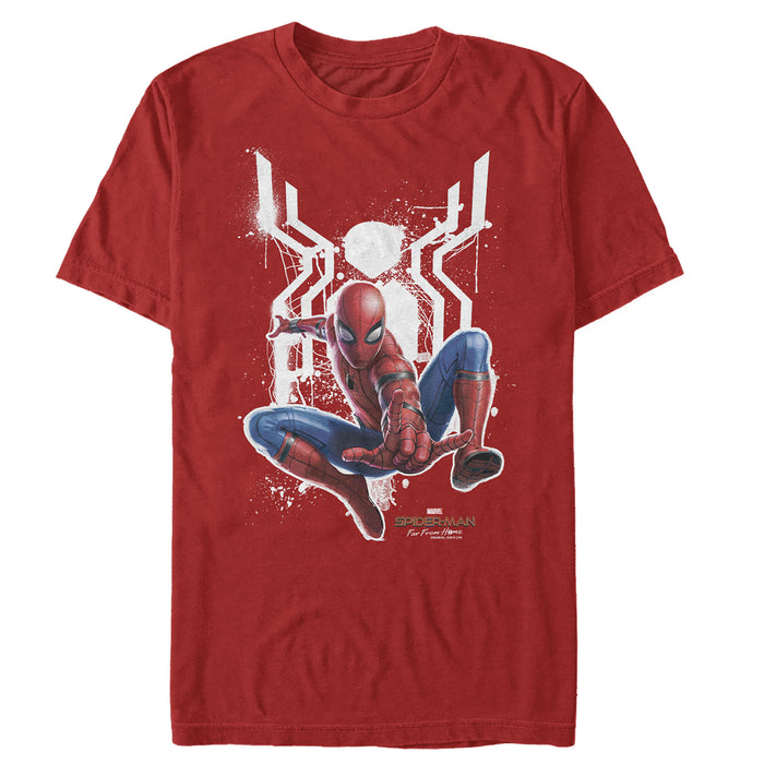fifth sun Men's Marvel Spider-Man: Far From Home Logo Splatter T-Shirt
