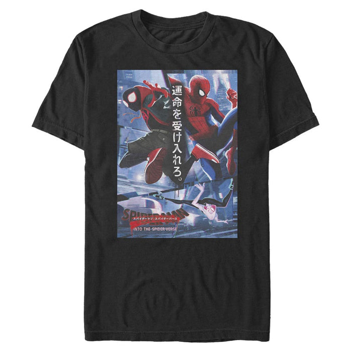 fifth sun Men's Marvel Spider-Man: Into the Spider-Verse Japanese Characters T-Shirt