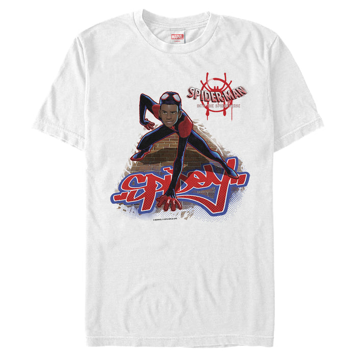 fifth sun Men's Marvel Spider-Man: Into the Spider-Verse Miles Brick Climb T-Shirt