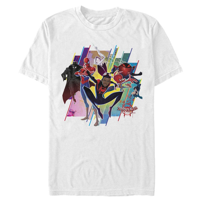 fifth sun Men's Marvel Spider-Man: Into the Spider-Verse Rainbow Panels T-Shirt