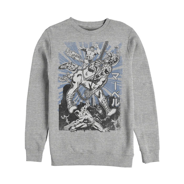 fifth sun Men's Marvel Spider-Man Kanji Scene Sweatshirt
