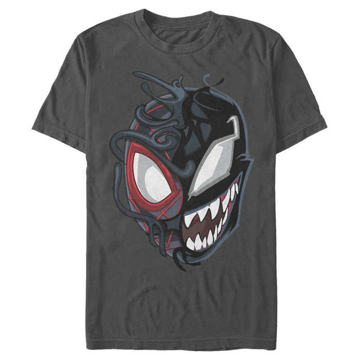 fifth sun Men's Marvel Spider-Man Miles Venom Mask T-Shirt