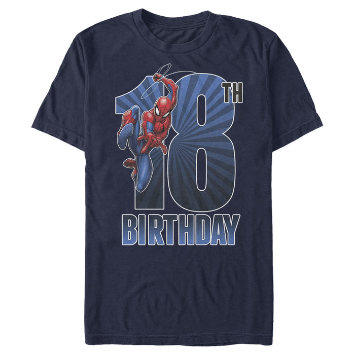 fifth sun Men's Marvel Spider-Man Swinging 18th Birthday T-Shirt