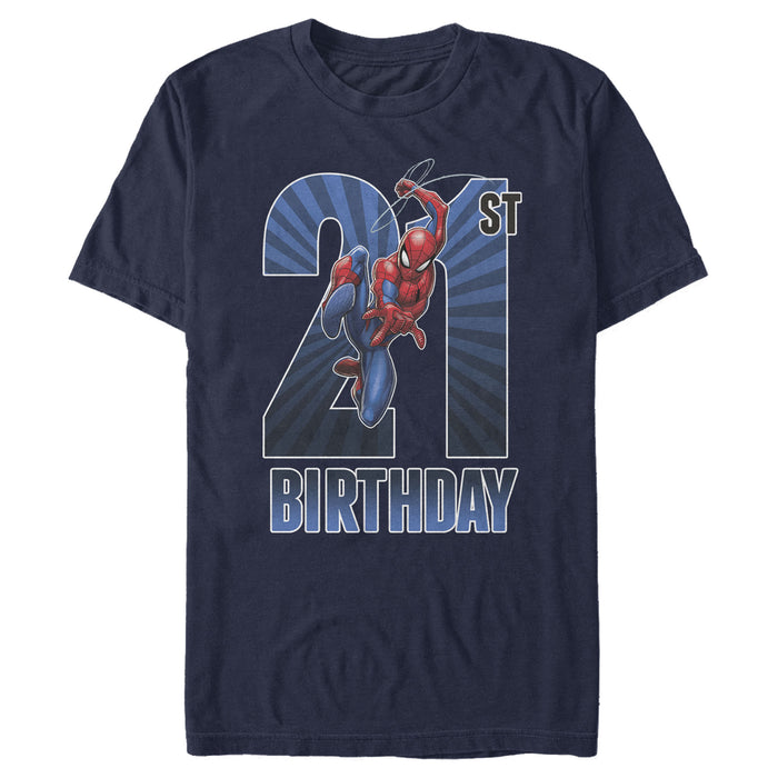 fifth sun Men's Marvel Spider-Man Swinging 21st Birthday T-Shirt