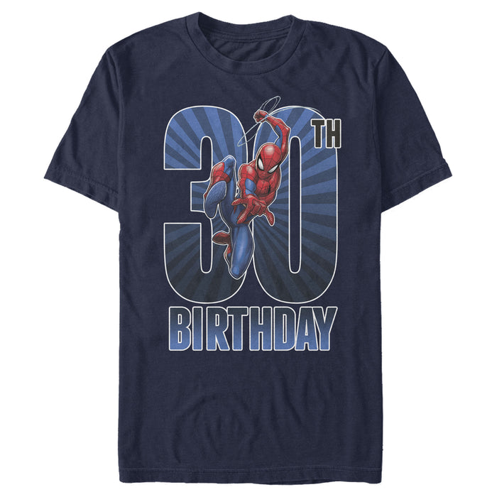 fifth sun Men's Marvel Spider-Man Swinging 30th Birthday T-Shirt