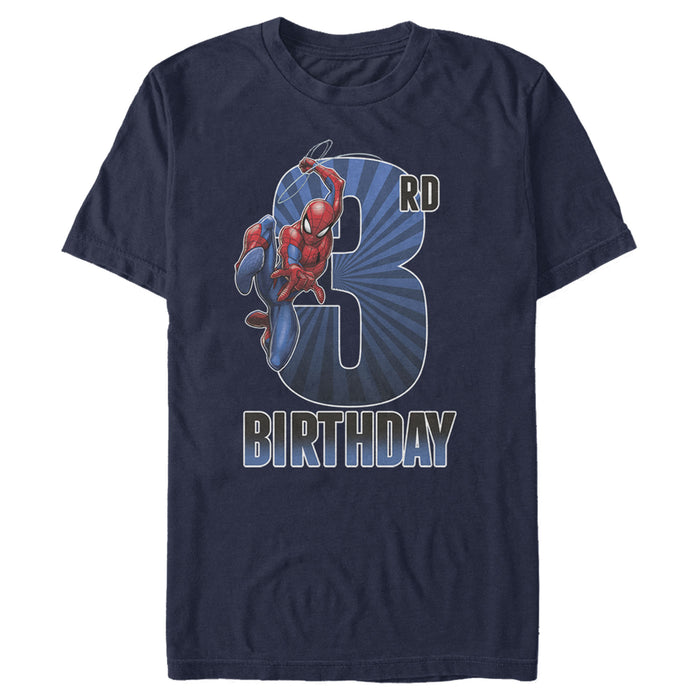 fifth sun Men's Marvel Spider-Man Swinging 3rd Birthday T-Shirt