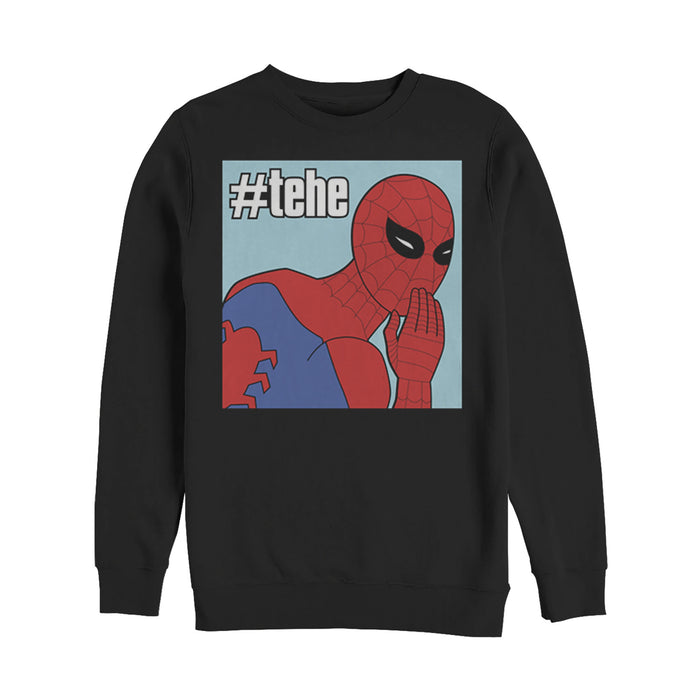 fifth sun Men's Marvel Spider-Man #tehe Giggle Sweatshirt