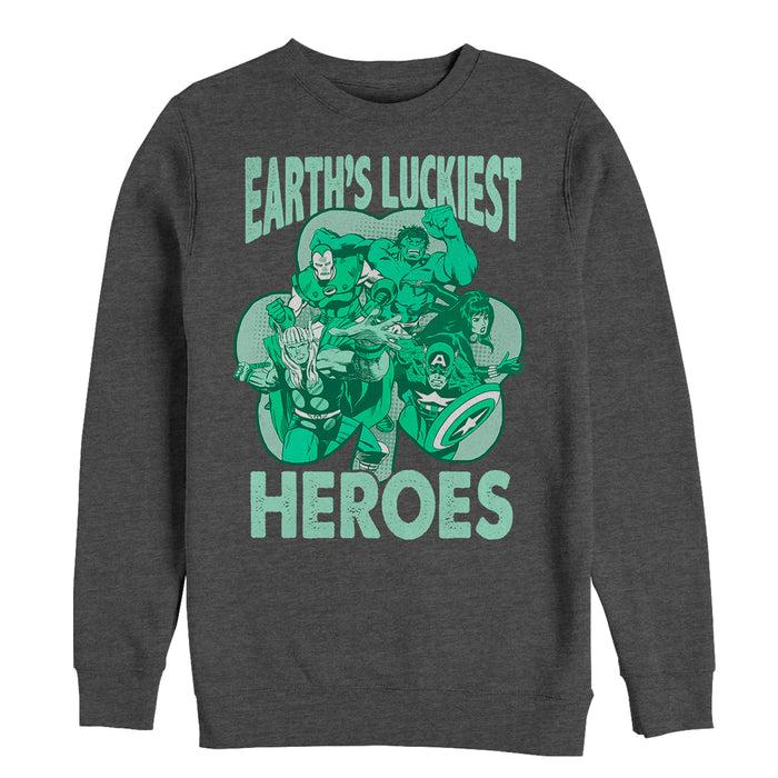 fifth sun Men's Marvel St. Patrick's Day Earth's Luckiest Heroes Sweatshirt