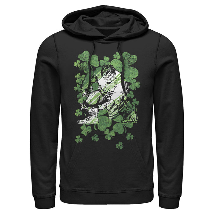 fifth sun Men's Marvel St. Patrick's Day Hulk Clover Field Pull Over Hoodie