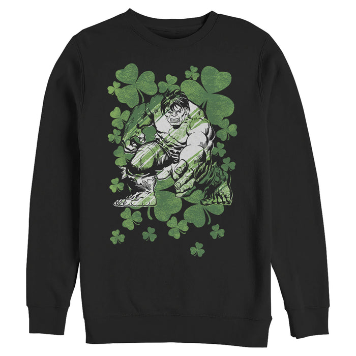 fifth sun Men's Marvel St. Patrick's Day Hulk Clover Field Sweatshirt