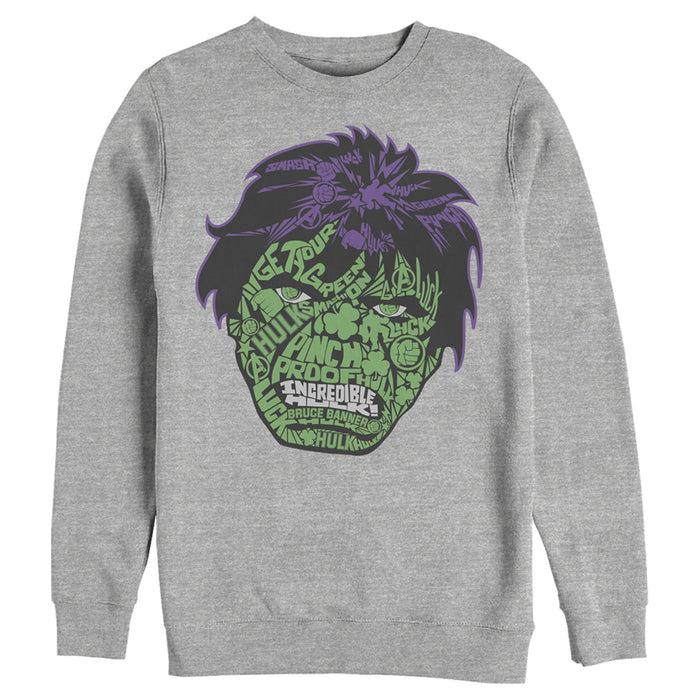 fifth sun Men's Marvel St. Patrick's Day Hulk Face Sweatshirt