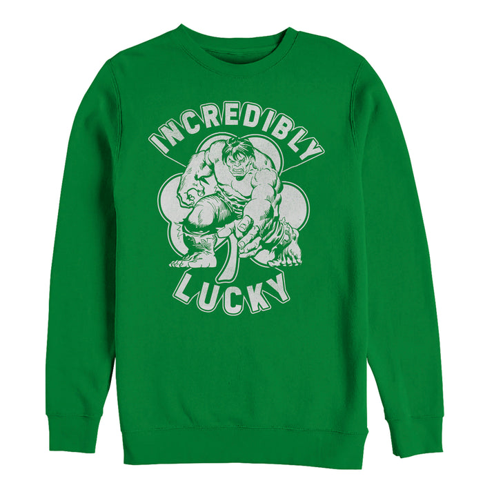 fifth sun Men's Marvel St. Patrick's Day Hulk Incredibly Lucky Clover Sweatshirt
