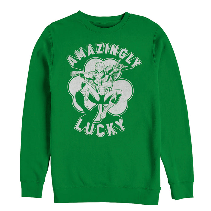 fifth sun Men's Marvel St. Patrick's Day Spider-Man Lucky Clover Sweatshirt