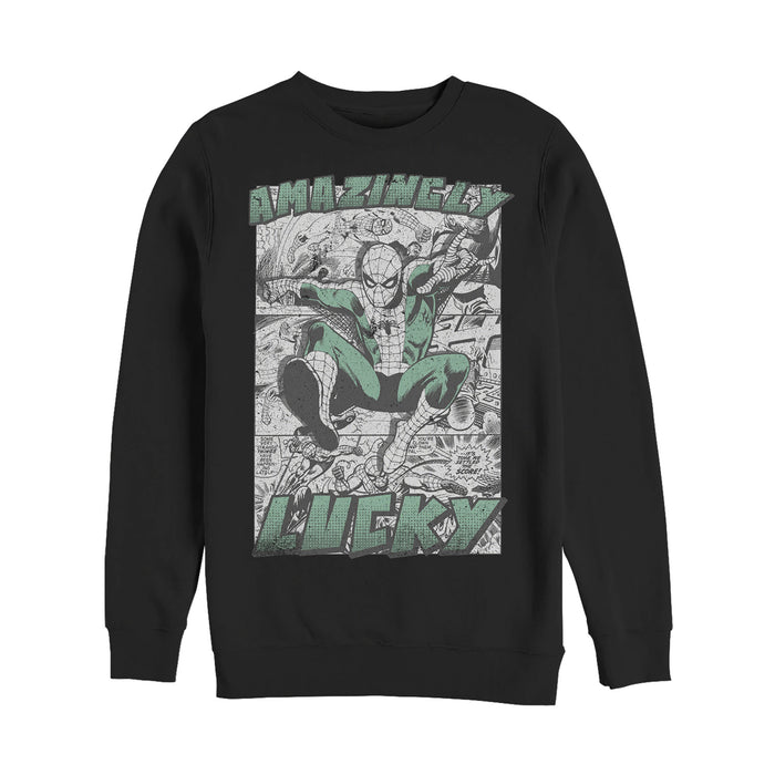 fifth sun Men's Marvel St. Patrick's Day Spider-Man Vintage Amazingly Lucky Sweatshirt