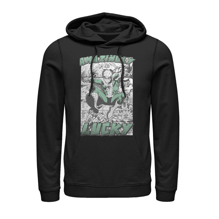 fifth sun Men's Marvel St. Patrick's Day Spider-Man Vintage Amazingly Lucky Pull Over Hoodie