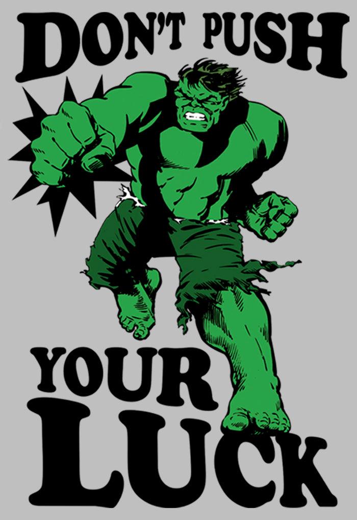 Fifth Sun Men's Marvel St. Patrick's Day The Hulk Don't Push Your Luck Long Sleeve Shirt