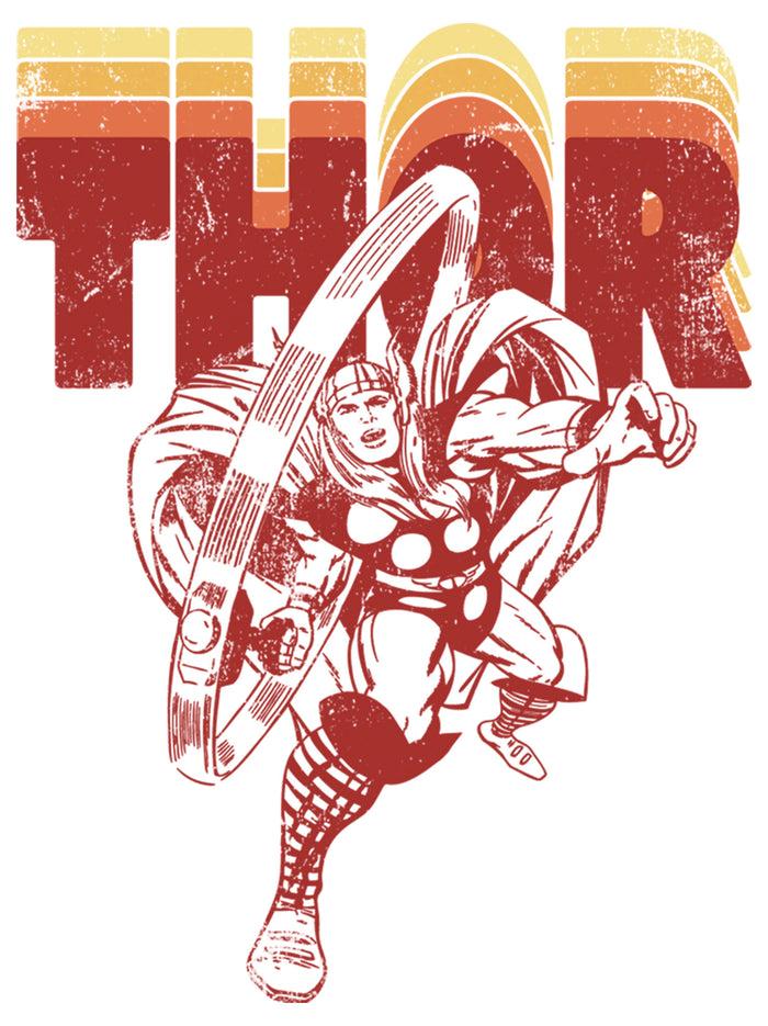 Fifth Sun Men's Marvel Thor Retro Name Stack Portrait Baseball Tee