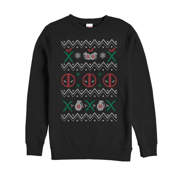 fifth sun Men's Marvel Ugly Christmas Deadpool Sweatshirt